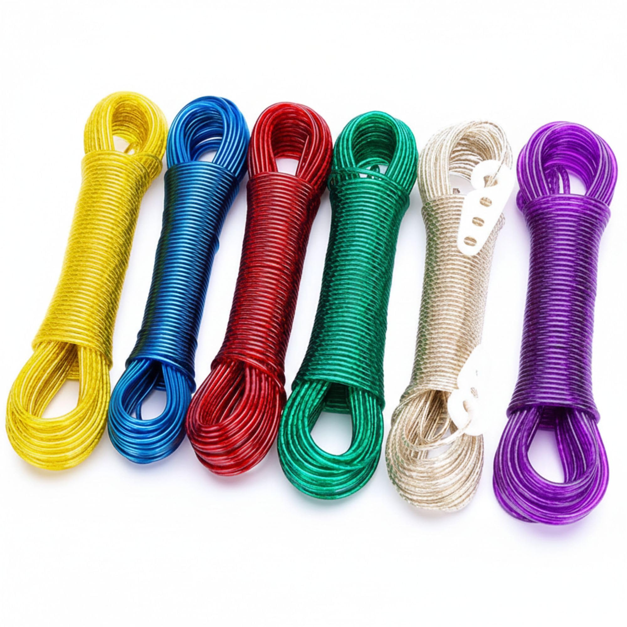 Aloud Creations 2Pc Cloth Drying Rope with Hooks | Elastic Hanging Rope for Cloth Drying with 12 Clips | Cloth Rope for Drying Clothes for Travel Home Outdoor | Kapde Sukhane Ki Rassi Wire