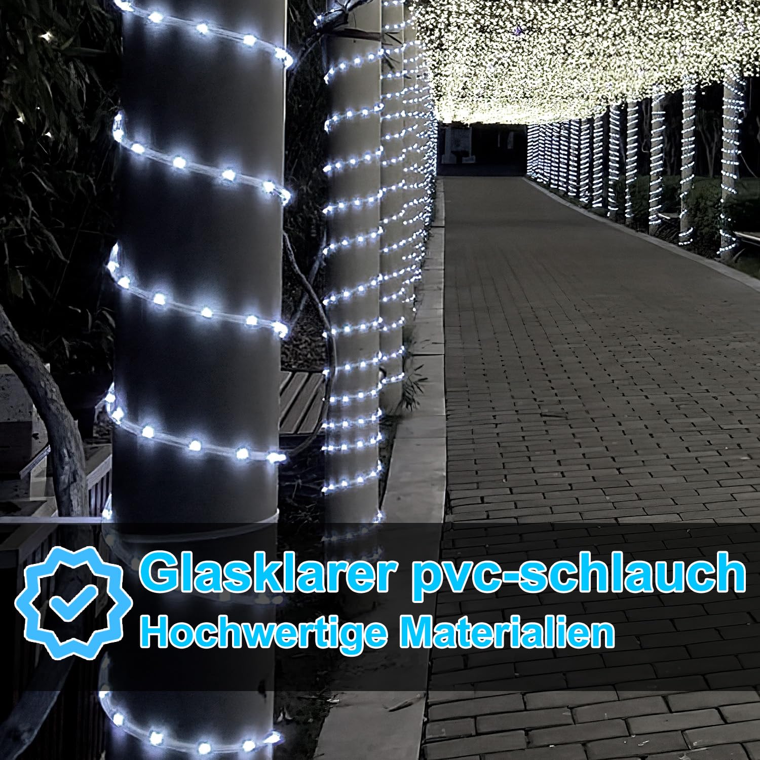 50M Kaltweiß Lichterschlauch Aussen Innen, LED Schlauch Außen Lichtschlauch mit Timer und 8 Modi, Lichterkette für Garten Party Hochzeit Weihnachten Deko, 1200 LEDs | 1200 LEDs,8 Lichtmodi,6-Std.-Timer,Speicherfunktion,flexibler PVC-Schlauch,für innen und