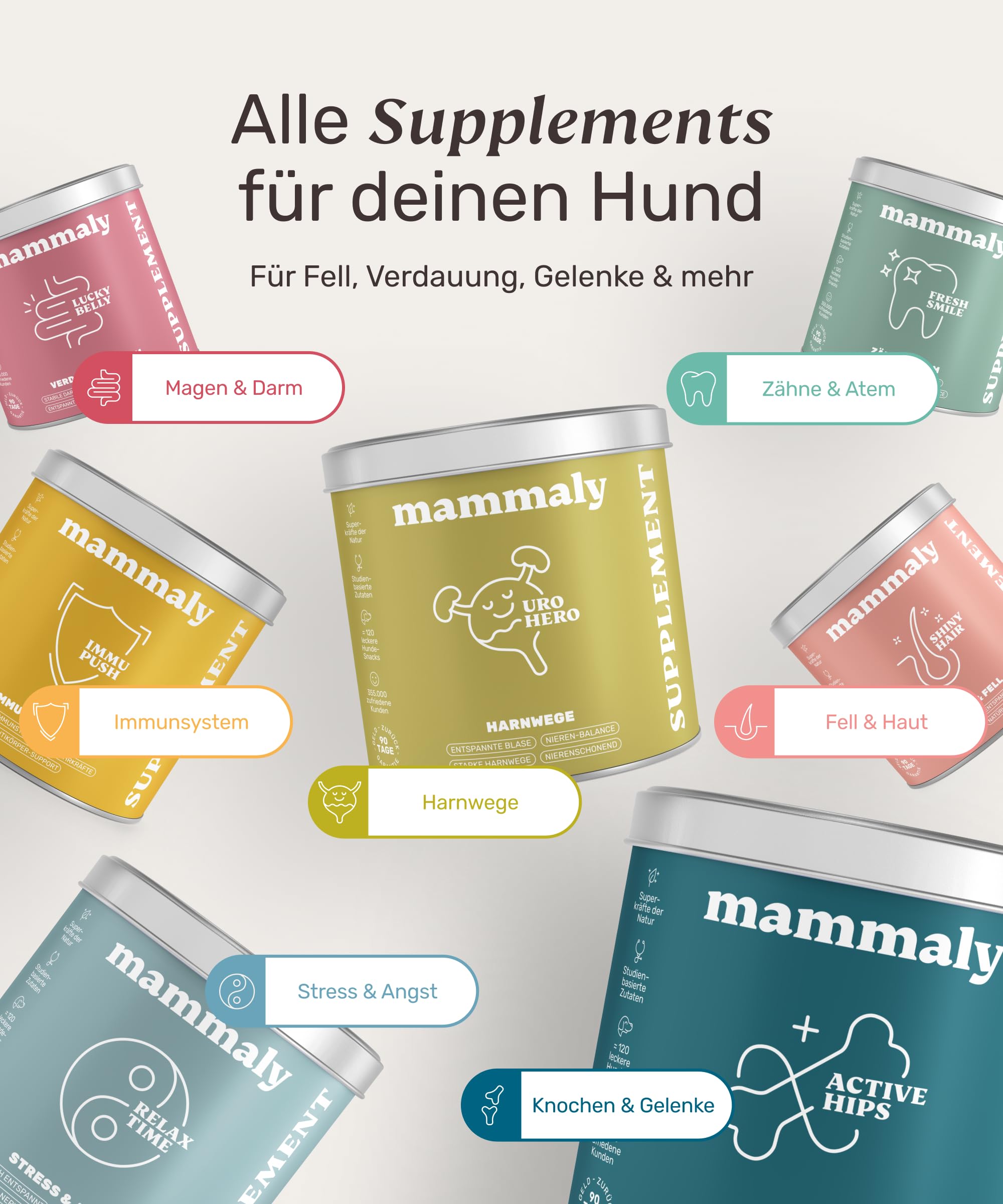 mammaly URO Hero® Harnwege-Komplex mit Algenöl & Naturmoor (bis 60 Tage) | mit 120 Snacks für Niere & Blase, Renal - mit Probiotika, Omega 3 - DLG zertifiziert - mit Tierärzten entwickelt
