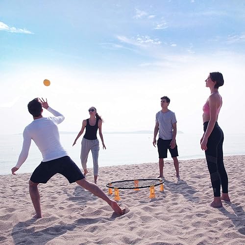 Miniatura 7 de Juego de red redonda con 3 bolas y tira de luz (solo para kit profesional), juego de red redonda para exteriores, interiores, césped, playa, patio