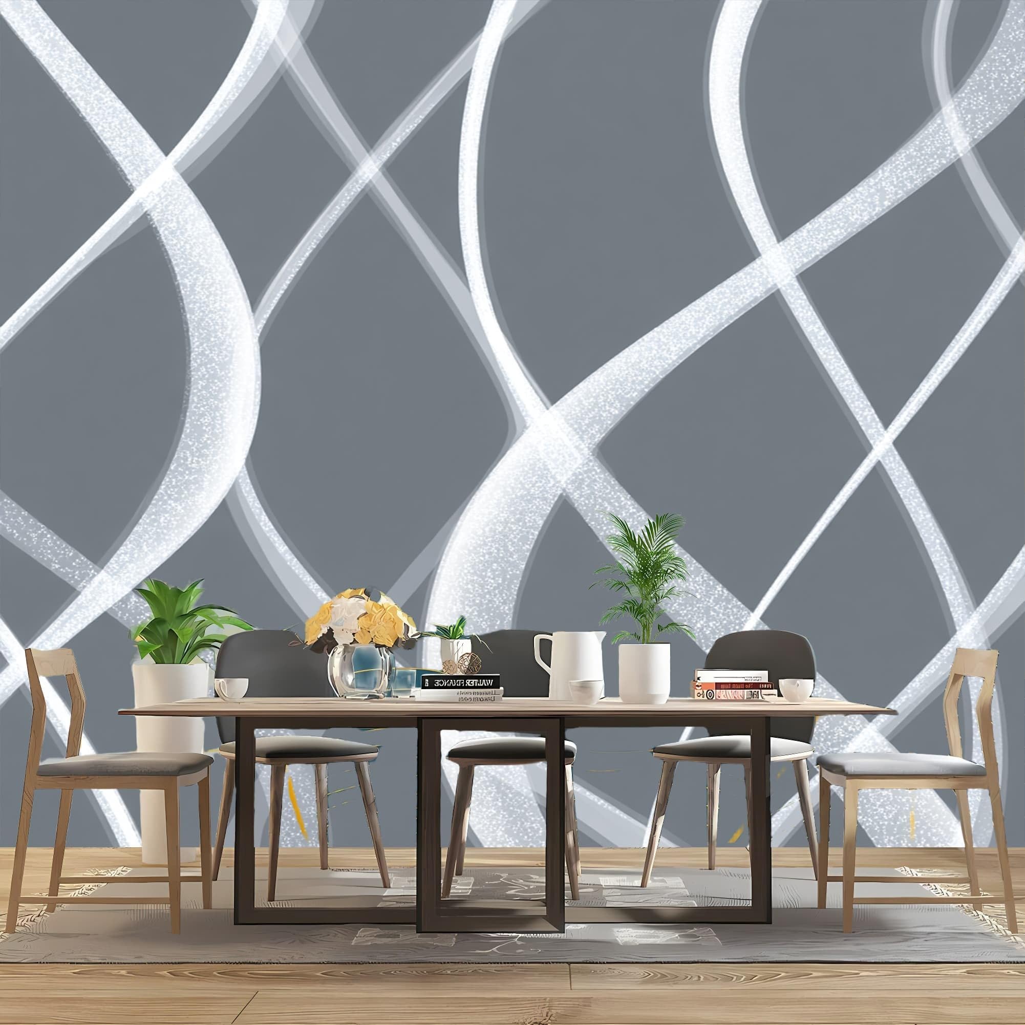 Fototapeta z włókniny, do pokoju dziecięcego, 300 x 210 cm, nowoczesna, abstrakcyjna, minimalistyczna tapeta z włókniny XXL, efekt 3D, dekoracja ścienna, szaro-biała, tapeta z wzorem do salonu