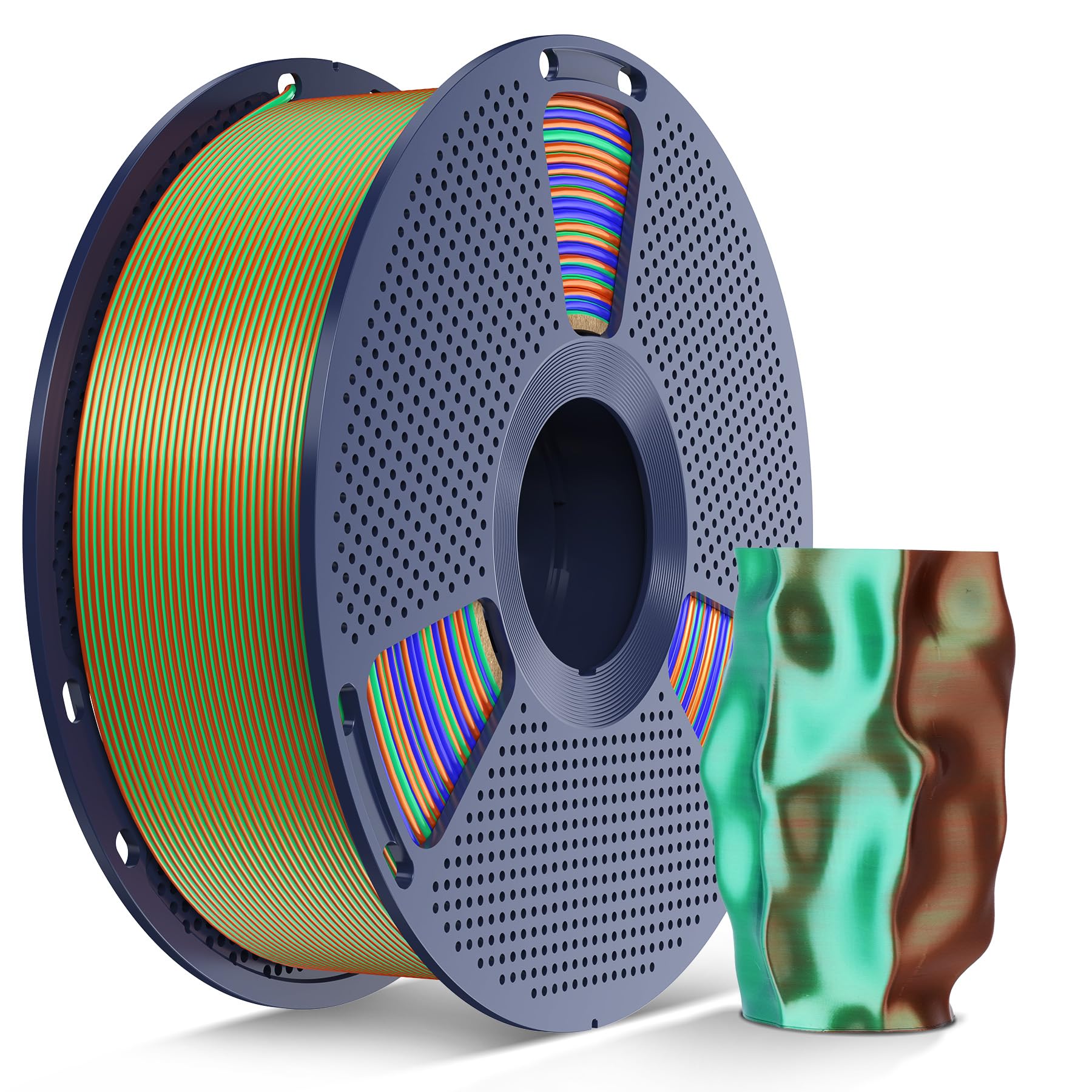 SUNLU Silk Triple Color PLA Filament, 1KG, (Orange Blue Green)