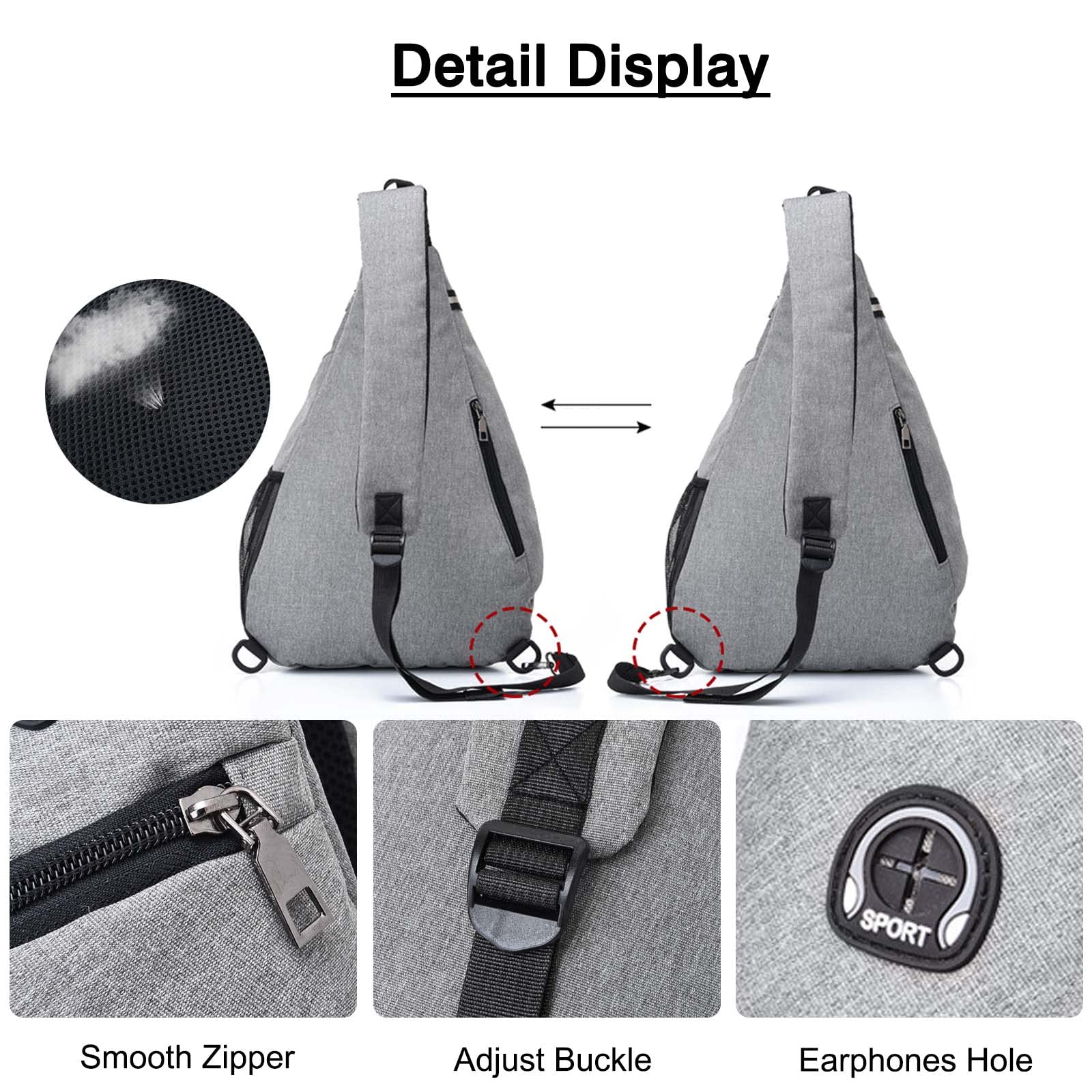 FANDARE Ultraligero Bolso Pecho Hombre Mujer Bolsos Cruzados Bolso de Pecho Bandoleras Cruzada Sling Crossbody Bag para Viaje Deportes Ciclismo Montañismo pequeña Mochila Impermeable Nailon Azul