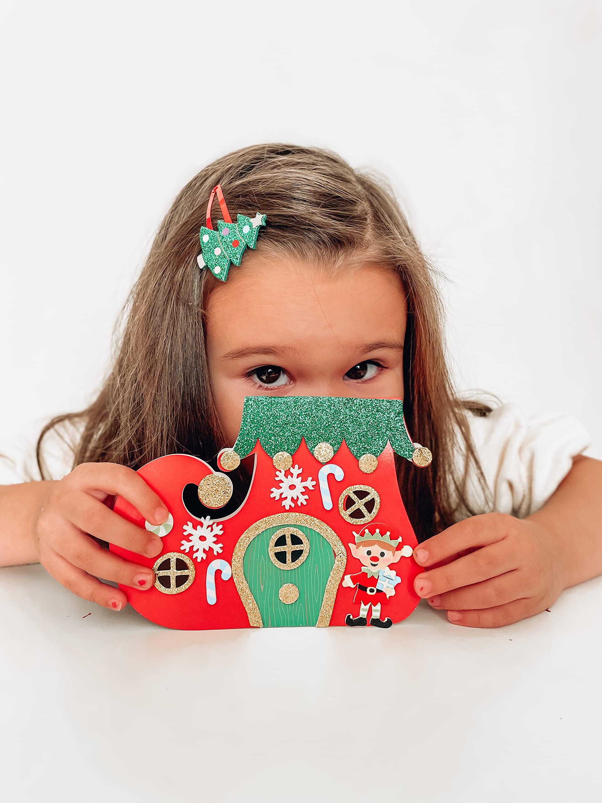 Baker Ross FE968 Kits de Tarjetas de Bota de Elfo Navideño - Paquete de 6, Haz tus Propias Tarjetas Navideñas, Ideales para Proyectos de Manualidades para Niños