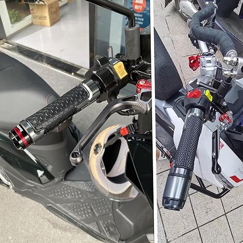 Miniatura 3 de OXYMUV Tapón para manillar de motocicleta antideslizante de goma para manillar, 78 pulgadas, 0.866 in, agarres de aluminio CNC con logotipo para