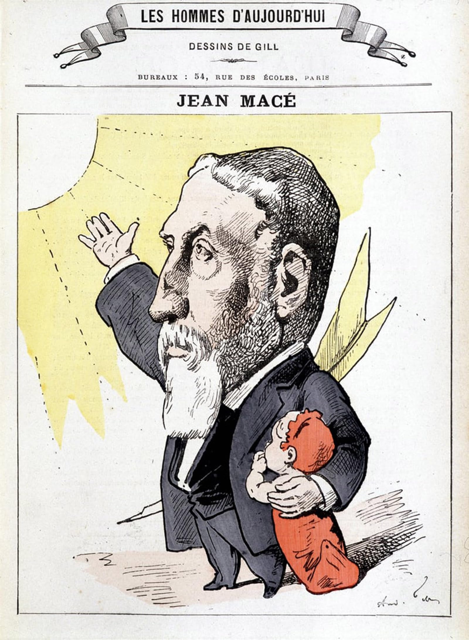 ARTXLXXBN Famous Art Print Poster Vintage Wall Art Portrait of Jean Macé by Andre Gill Canvas Art Poster for Home Decor 60x90cm
