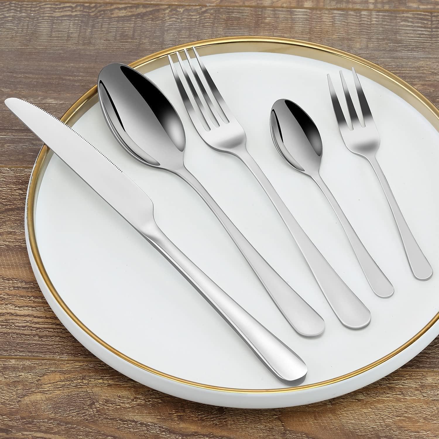BEWOS servizio di posate per 12 persone - Set di 60 posate incluse coltelli, forchette, cucchiai, acciaio inossidabile lucidato a specchio, lavabile in lavastoviglie
