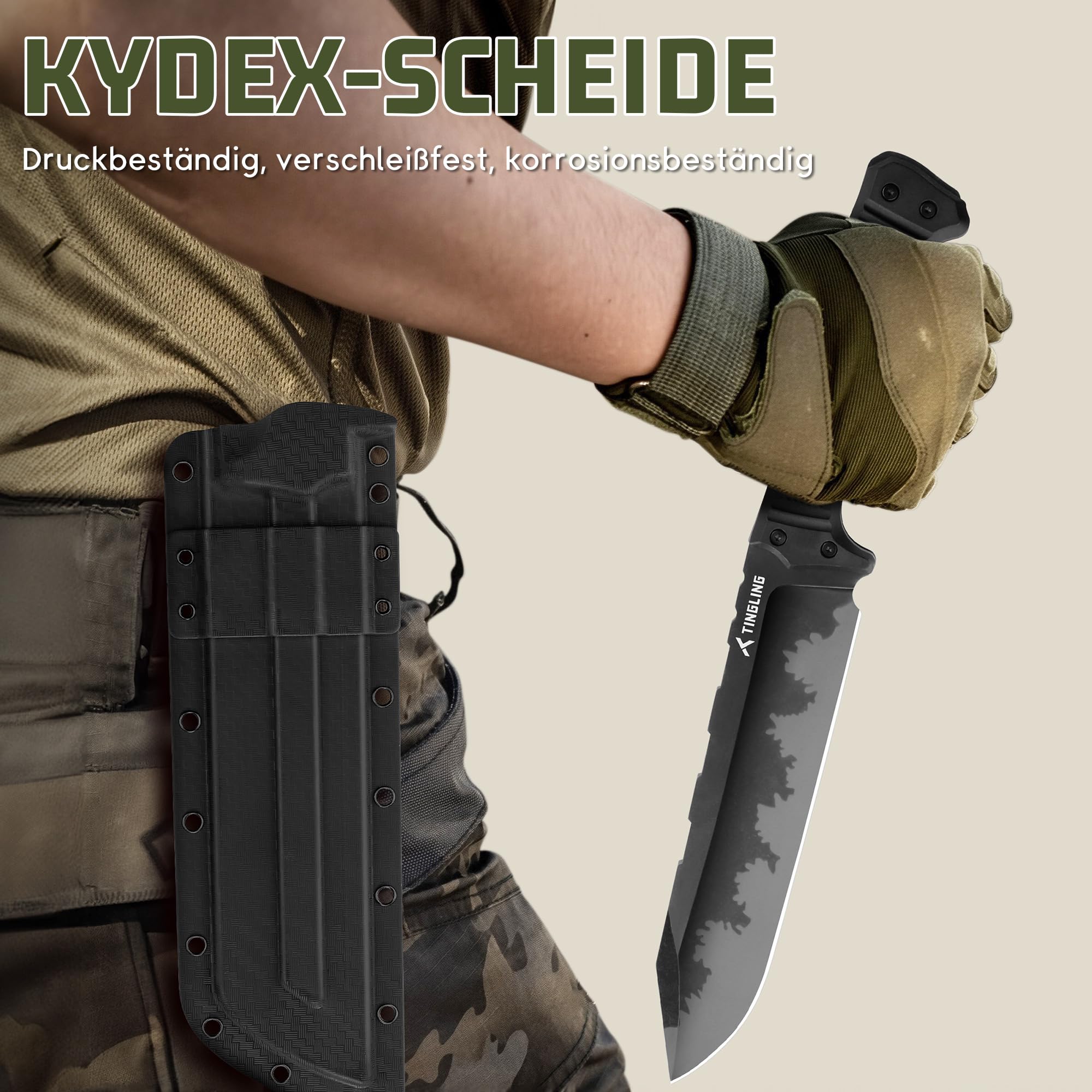 Machete Scharf Echt Buschmesser: Groß Macheten Garten Feststehende Klinge, Survival Messer Bushcraft Überlebensmesser, Schwarz Griff