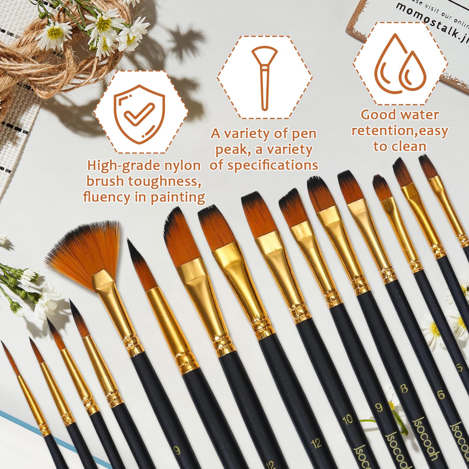 Lot de 12 pinceaux de maquillage pour enfants - Avec 10 éponges de maquillage - Pinceaux de maquillage - Éponges de maquillage - Pinceaux fins - Pour peinture à l'huile - Pour débutants