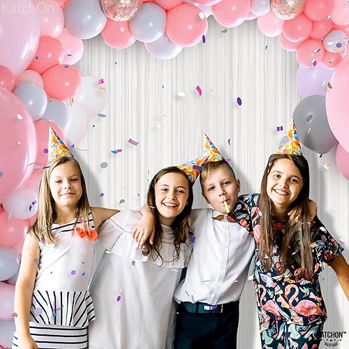 Vista 131 de KatchOn - Telón de fondo de flecos naranja extra grande de 6.4 x 8 pies, paquete de 2 Decoraciones de cumpleaños naranja Telón de fondo