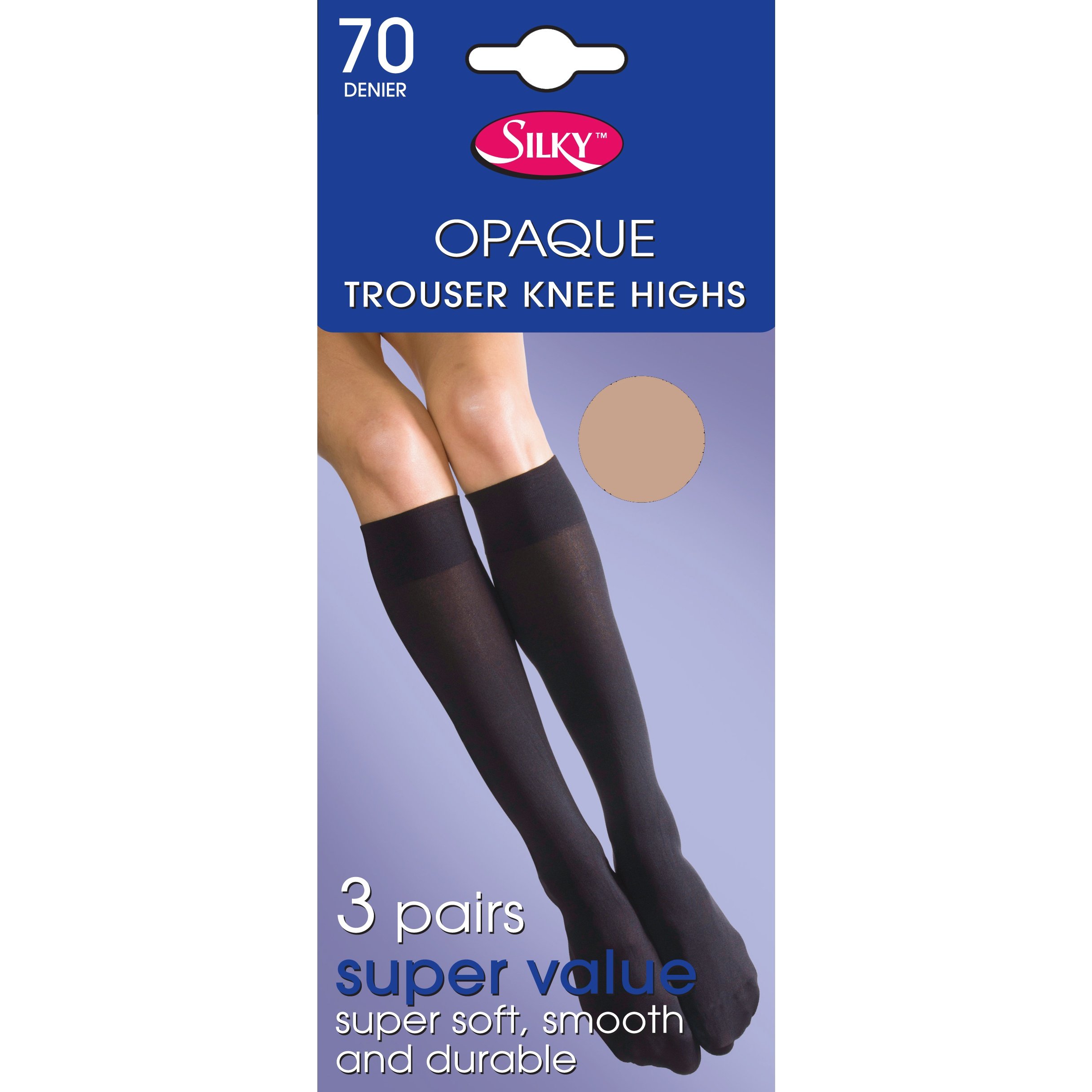 Silky Womens/Ladies Opaque 70 Denier Trouser Socks (3 Pairs) (One Size (UK Shoe 3-8)) (Natural)