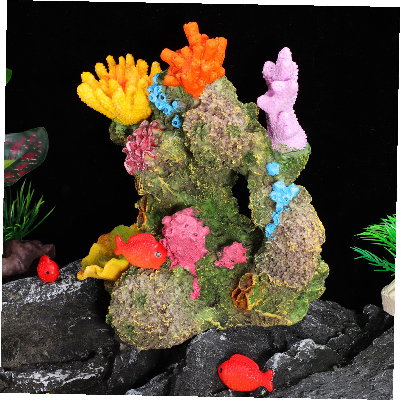 TOYANDONA Decoración de Coral Artificial Resistente para Acuarios Escultura Decorativa Vibrante y Segura Cueva Ornamental para Paisajes Submarinos Peceras