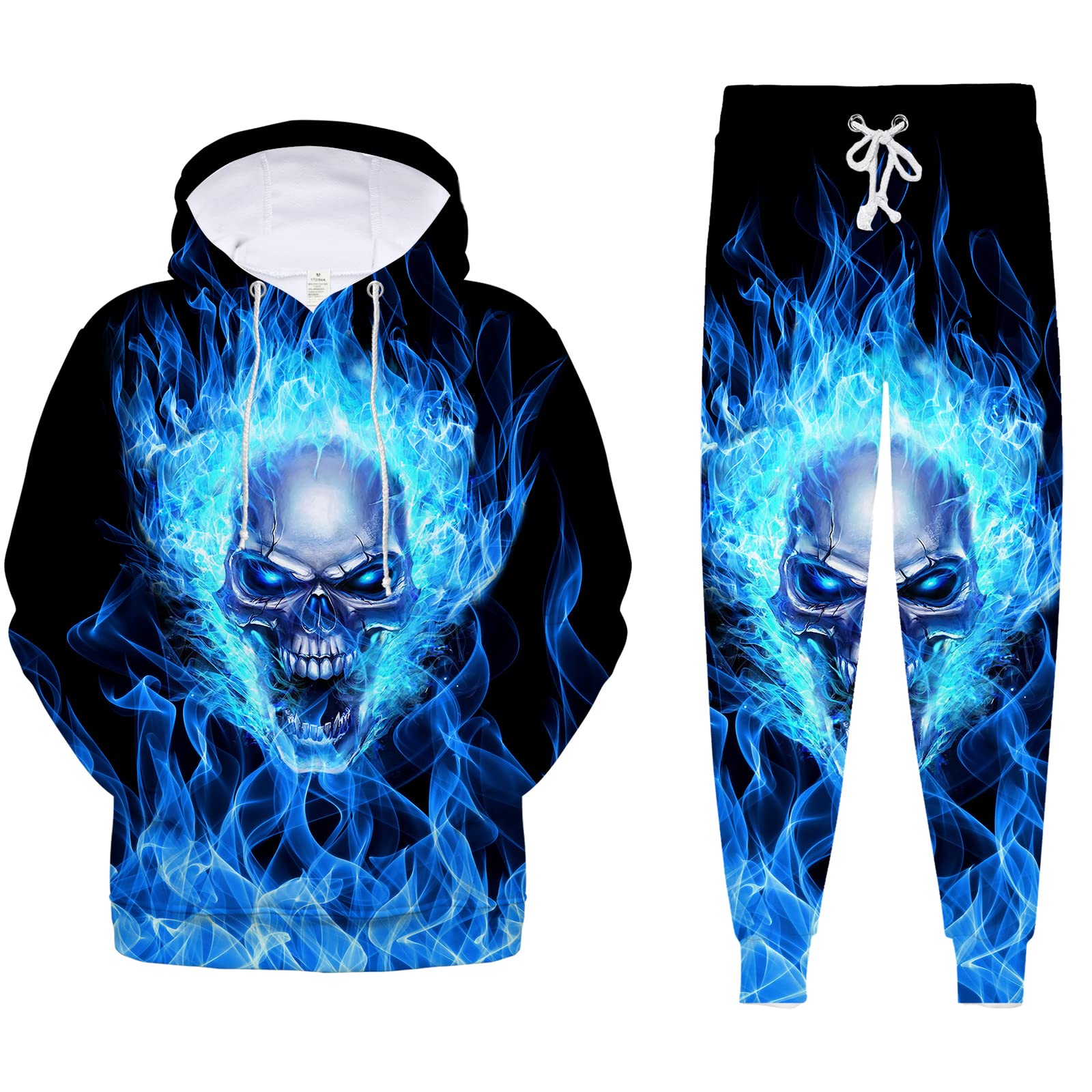 Vivimeng Tie Dye Hoodie Cool Set Sweatshirt Novelty Sweatpants Adult Unisex Casual Long Sleeved Loose Warm Sports 2 Piece Set