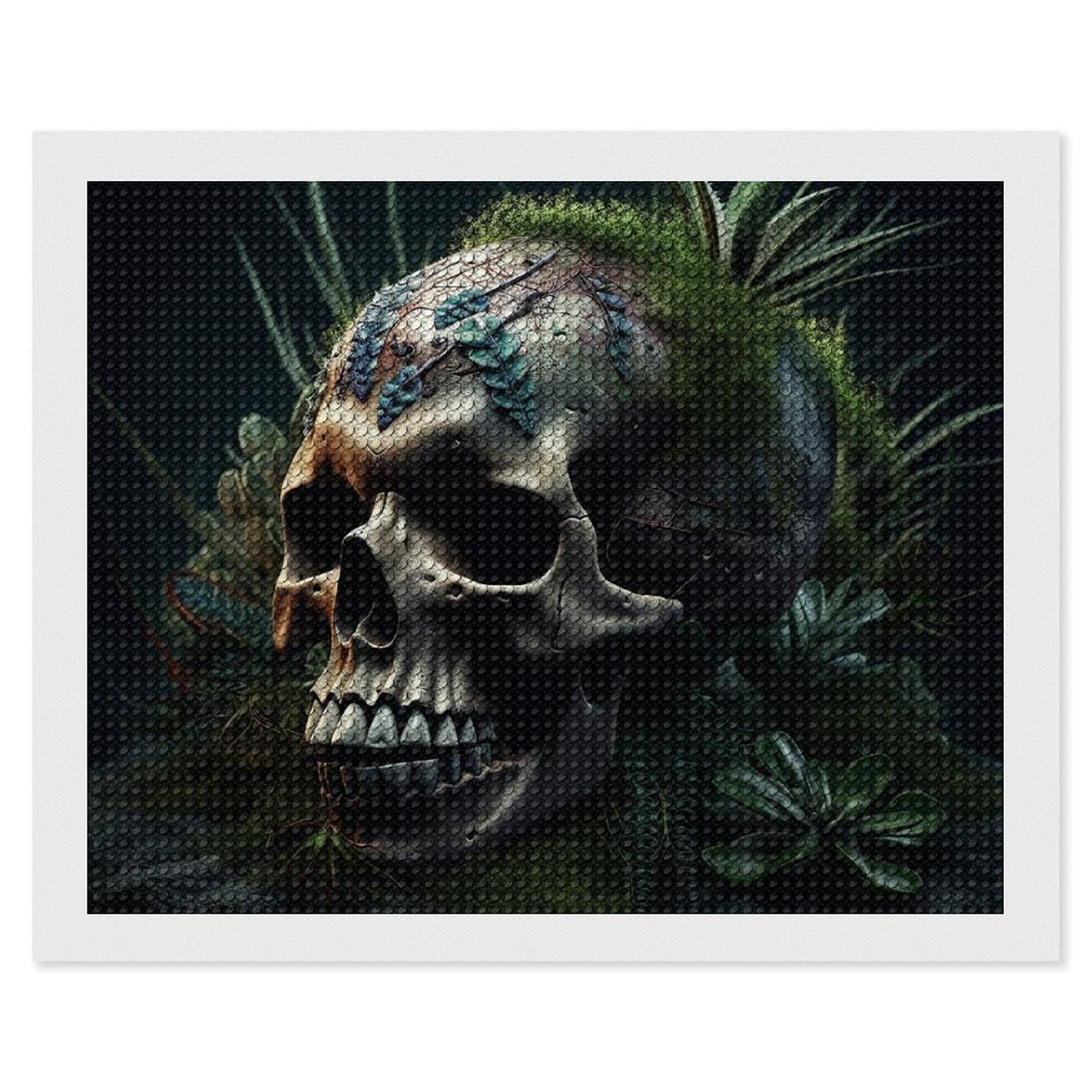 Skull and Plants Diamond Art Kits for Adults, DIY 5D Diamonds Painting Kits for Beginner, Round Full Drill Diamond Dots Painting, 16"x20" Diamonds Pictures Gem Art and Crafts Wall Decor