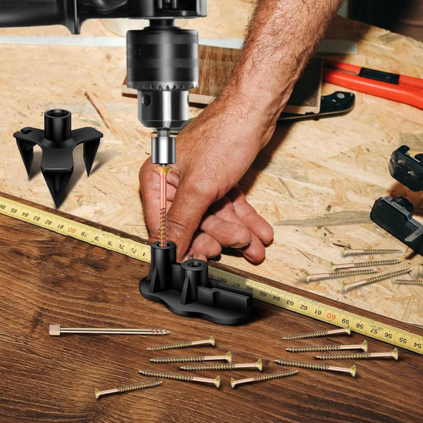 Squeaky Floor Repair Kit, Wood Under Carpet Squeak No More Eliminate Squeaky Noise Floor Repair Kit with 5 Tools 50 Screws for Wood Floors