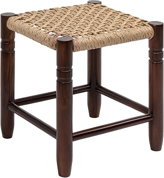 JONATHAN Y Columnar 15.75" Backless Teak Wood Indoor Bar Stool, Brown