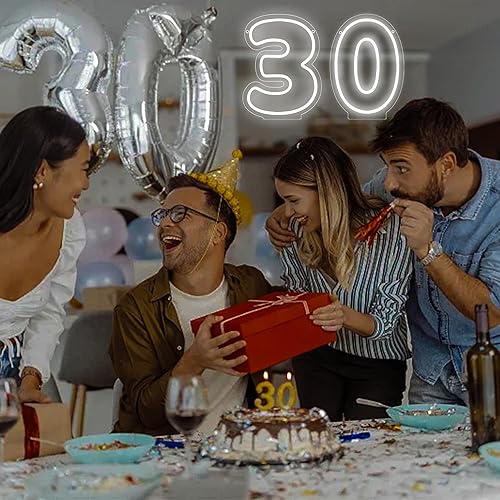 Miniatura 6 de ATTNEON Letrero de neón del número 3, luces de neón con luz LED de tres números, luz número 3 para boda, cumpleaños, fiesta, aniversario, regalos de