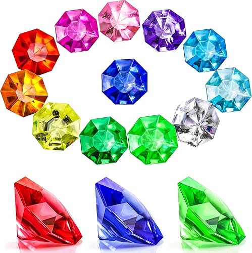 Miniatura 5 de Acrylic Diamond Gems Set Pirate Plastic Gems Large Acrylic Gems Colored Jewels Bulk Treasure Chest Hunt Party Favors 25 Carat for Kids (Color