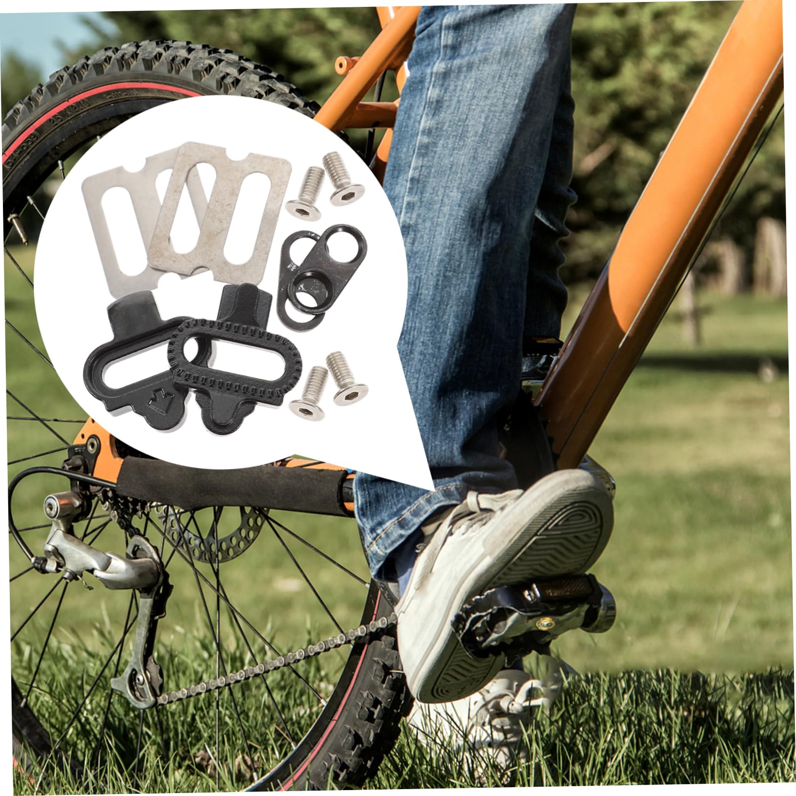 BESTonZON 1 Set Mountain Bike Self Locking Pedal Cleat Set Durable Foot Clip Kit for Cycling Accessories Present for Friends and Family