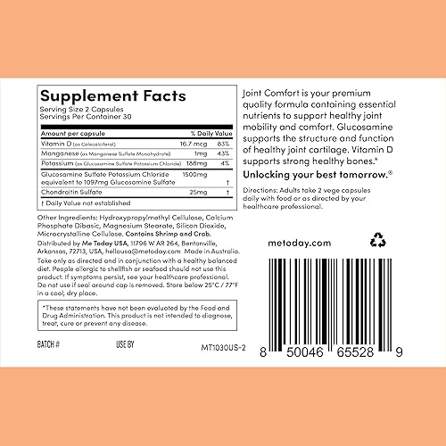 Miniatura 2 de me today  Suplemento de confort articular con glucosamina, vitamina D y condroitina, 60 cápsulas