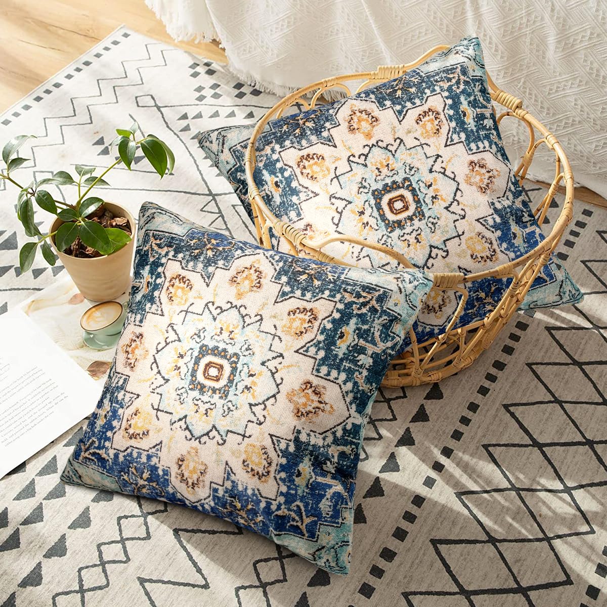 1 Housse Oreiller 40x40cm Beige Violet, Taies D'Oreillers Decoratives