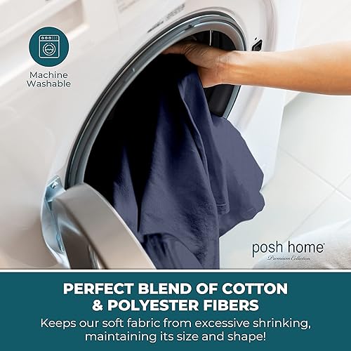 Miniatura 5 de Posh Home Juego de sábanas de punto de jersey, sábanas de 4 piezas, sábanas de algodón transpirable y suave, incluye sábana encimera, sábana bajera