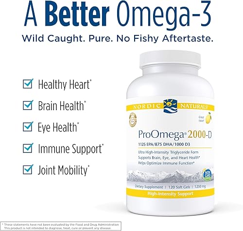 Miniatura 3 de Nordic Naturals ProOmega 2000-D sabor a limón - 120 geles suaves - 2150 mg de Omega-3  1000 IU D3 - Aceite de pescado de ultra alta potencia - EPA y