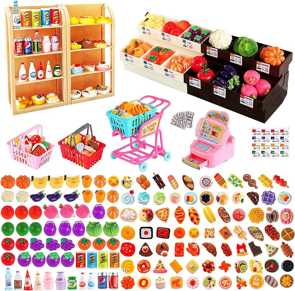 Buy 88 Pcs Miniature Dollhouse Grocery Set, Mini Toy Food Drink
