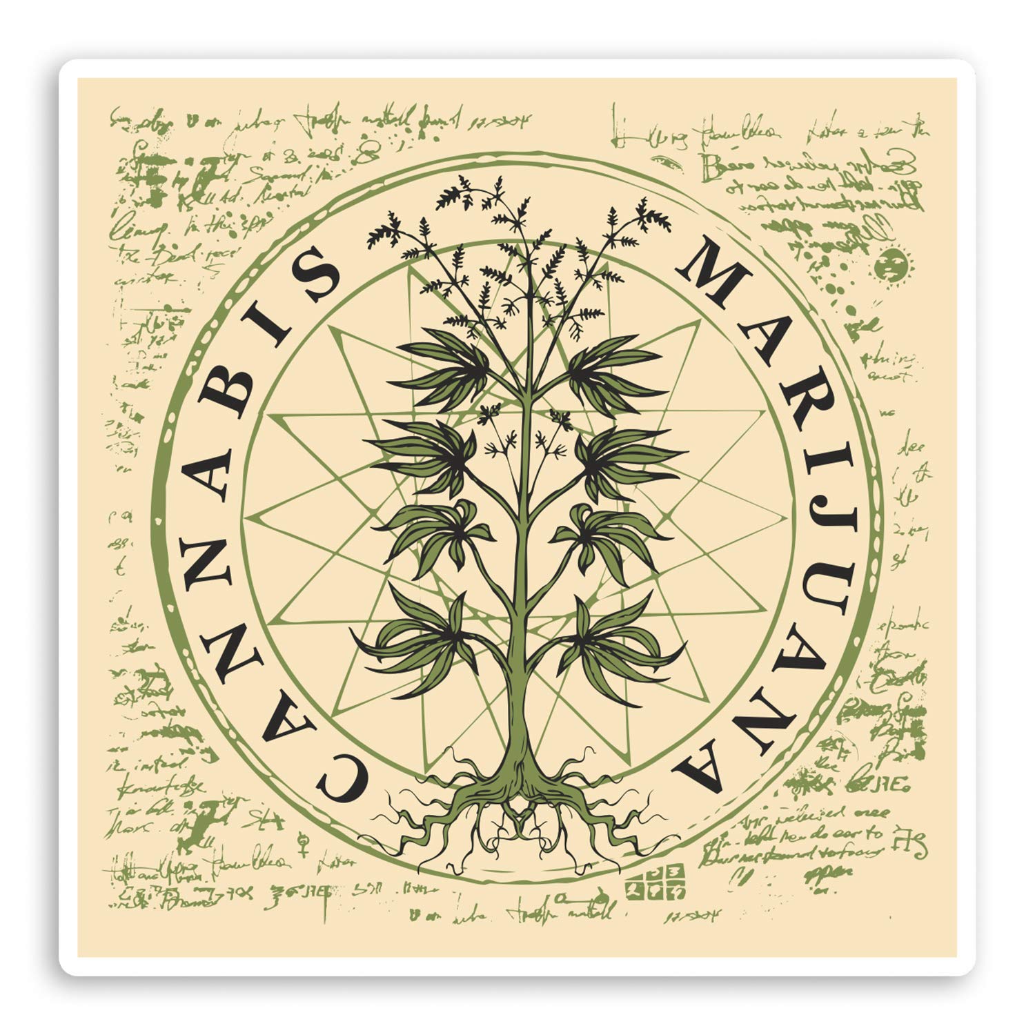Destination Vinyl Ltd Multi 2 X 10Cm Cannabis Marijuana Plant Vinyl Stickers - Weed Laptop Sticker #31457 (10Cm Wide)