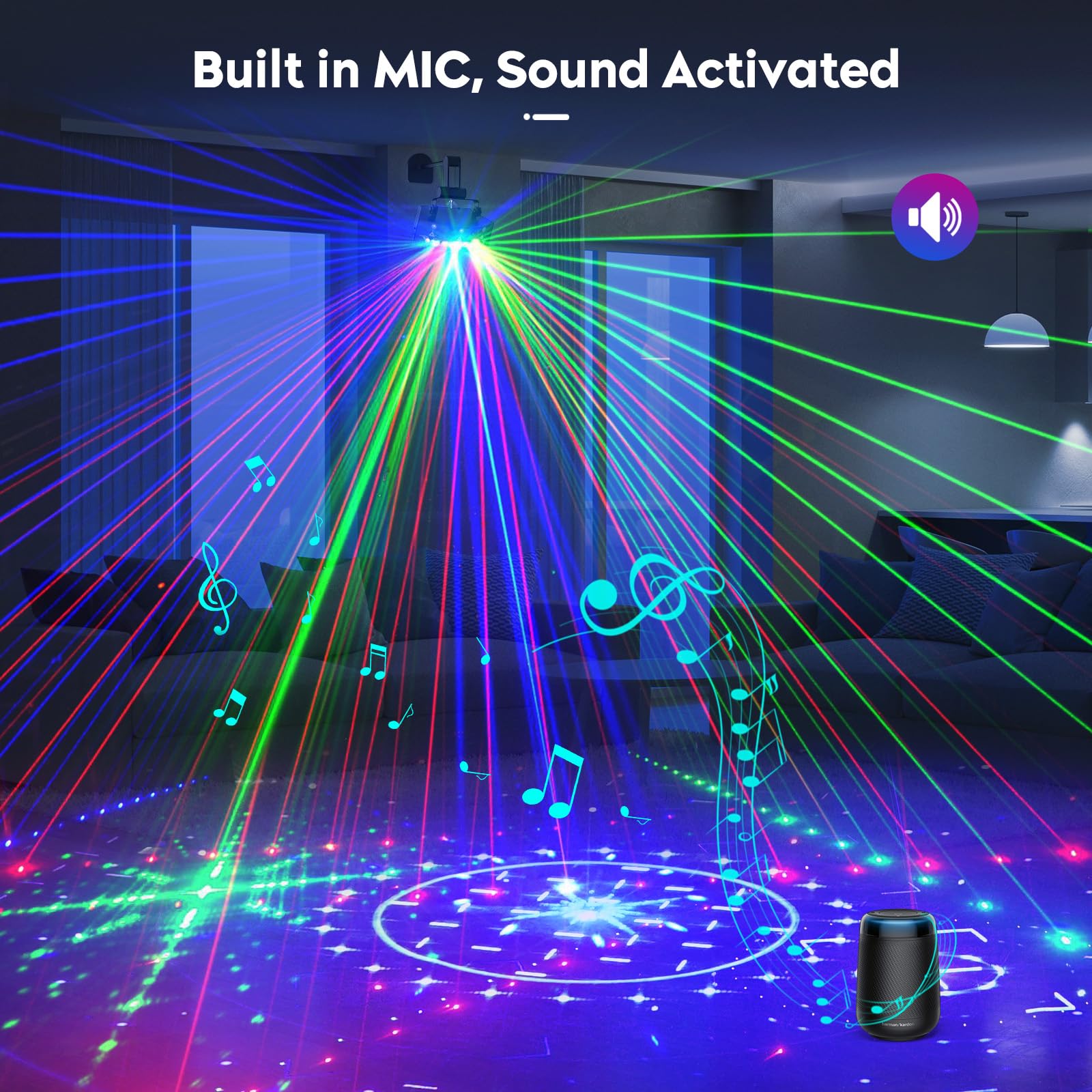 Lumière disco, Lumière DMX avec 9 Lentilles LED RVB, Projecteur DJ avec Effet Stroboscopique Activé par le son, Convient pour Fêtes, Clubs, Mariages, Concerts, Bars, Anniversaires