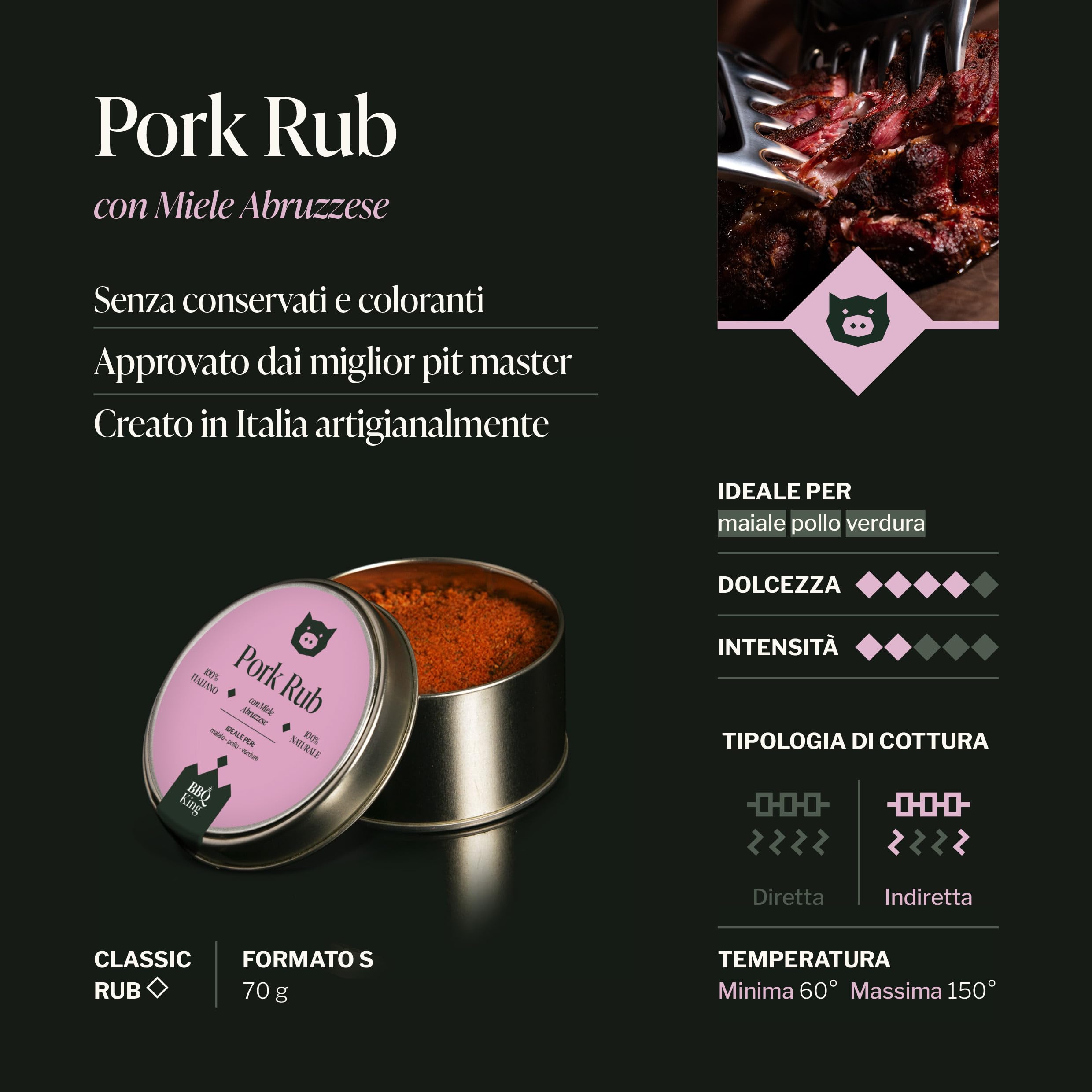 BBQ KING - Pitmaster Rub Super Multi Pack für Barbecue, 8 70er Pack Dry Rub Bbq, 100% Made in Italy Gewürzmischung, 1 x Pro Geschmack Select BBQ KING