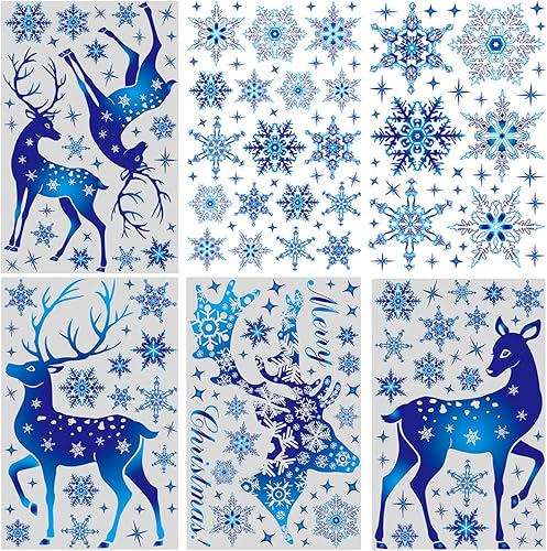 Adhesivos de vidrio para ventana de Navidad, adhesivos estáticos de doble cara removibles para el hogar, habitaciones de niños, calcomanías de