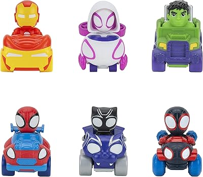 Marvel Spidey and His Amazing Friends 6 Pack - Six 2-Inch Amazing Mini Vehicles - Toys Featuring Your Friendly Neighborhood Spideys - Amazon Exclusive