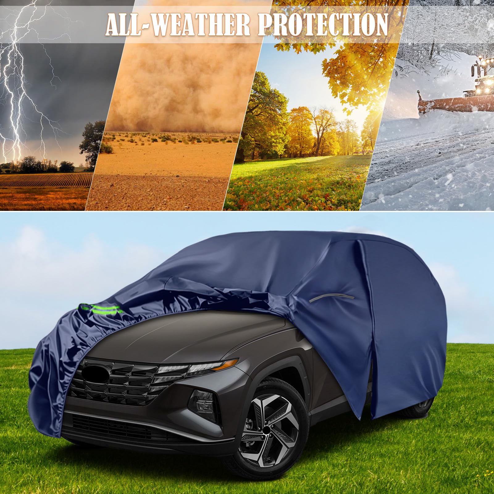 Funda Coche para Hyundai Tucson ix35 NX4 N-Line SUV 2010-2026, Funda para Coche Exterior Cubierta Cubre Coches Impermeable Transpirabl Coberturas Completas protección de Nieve, Lluvia, Polvo, Azul
