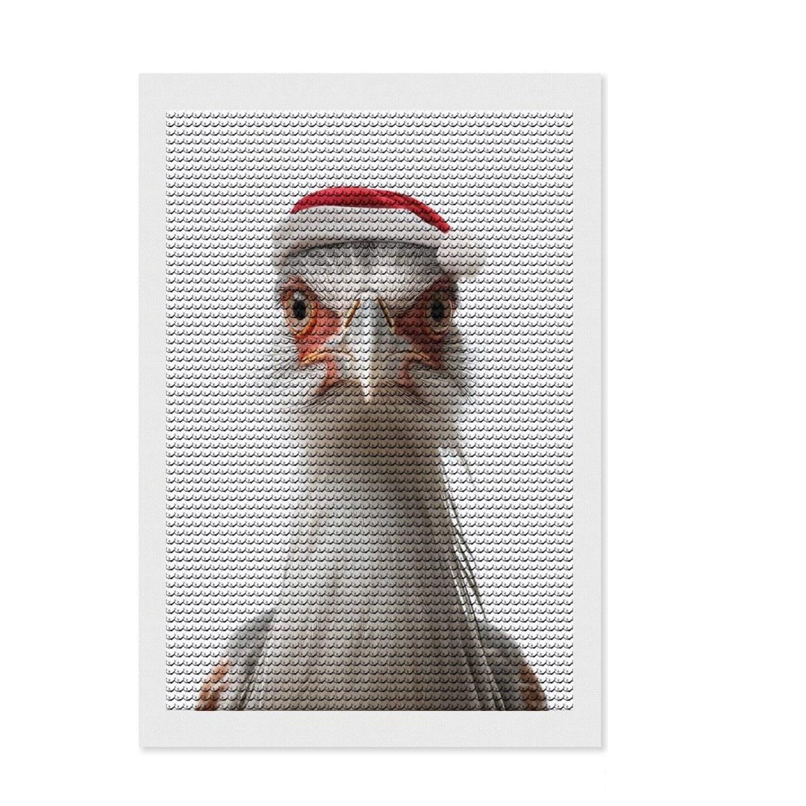 Junmoney Secretary Bird with Santa Hat Diamond Art Kit 8"x12", for Creative Relaxation, Bedroom Decor, Simple to Start, Thoughtful Handmade Gift