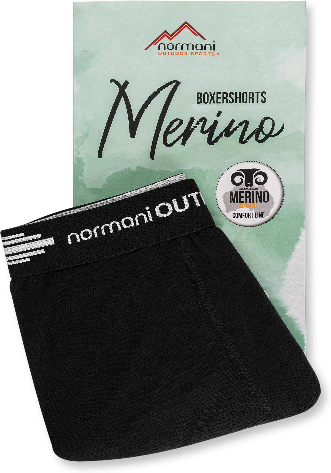 normani 2er Pack Herren Merinounterhose Boxershorts Funktionsunterwäsche 100% Merinowolle Sporthose (S-XXL)
