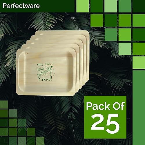 Miniatura 2 de Perfectware Platos de pickleball de madera de 10 pulgadas, estampado verde, 25 unidades