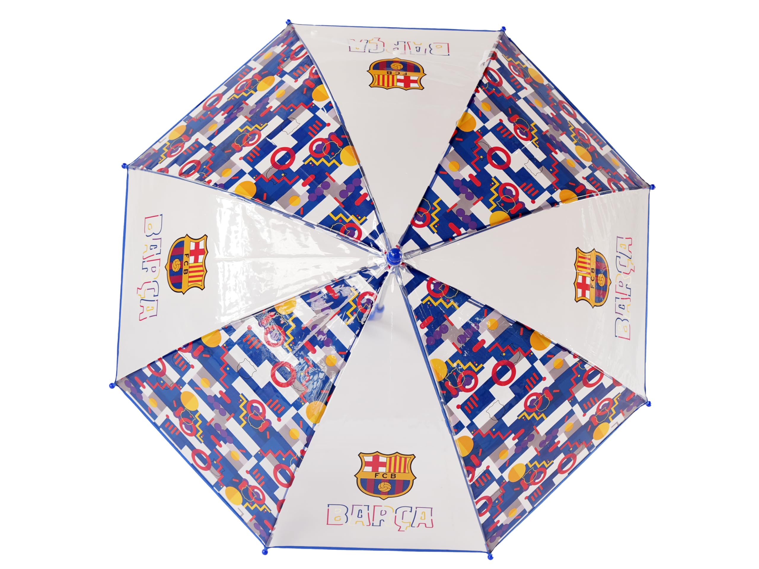 CYPBRANDS FCBarcelona- Paraguas, Sombrilla infantil, Diámetro 48 cm, Manual, Transparente, Producto Oficial