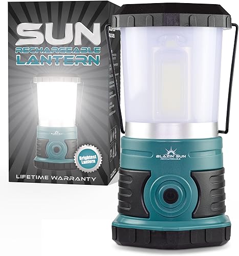 Blazin Linterna LED recargable solar de 1500 lúmenes Linterna de camping portátil Huracán, emergencia, tormenta, luz de corte de energía 4 modos