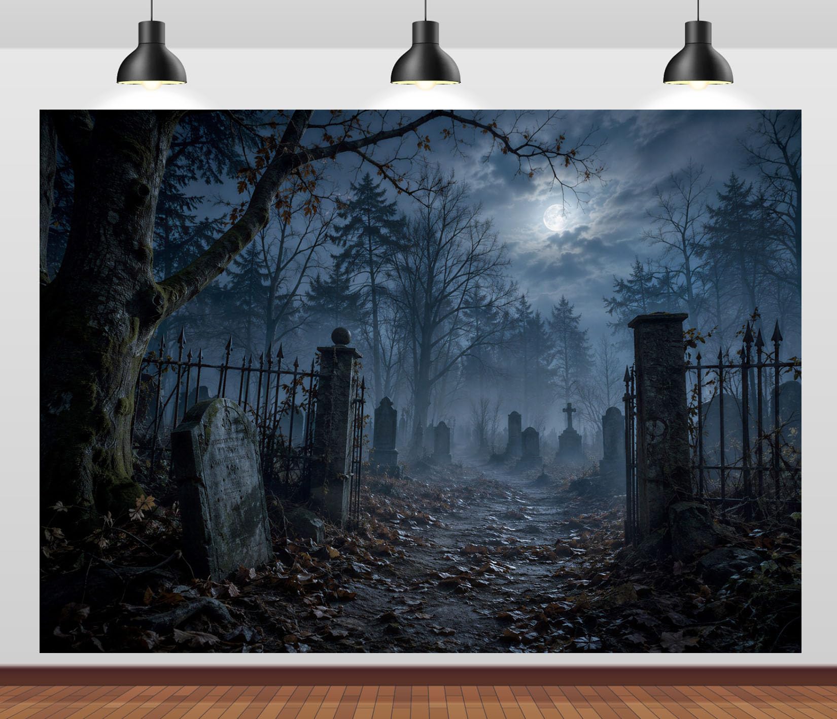 20x10FT (6x3m) Cimitero Al Chiaro Di Luna Con Sfondo Fotografico