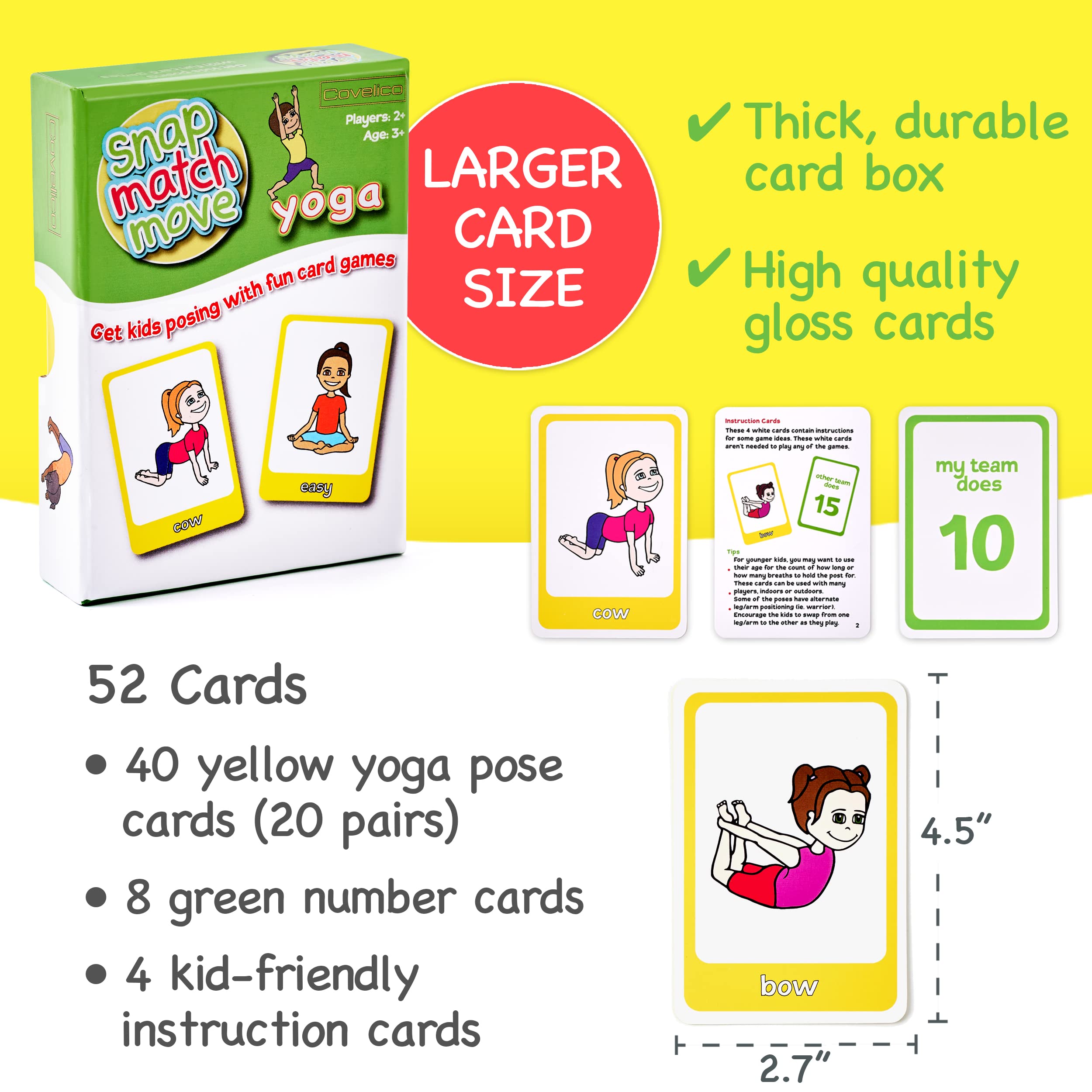 Tarjetas de yoga para niños: equipo de ejercicio tranquilo para niños y tarjetas de ejercicio relajantes, juegos de pretzels de yoga con tarjetas de memoria conscientes, juego y Go Fish 7