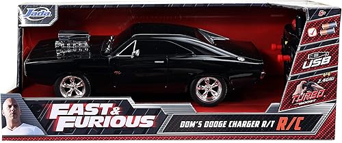 Miniatura 7 de Jada Toys Fast  Furious 116 1970 Dodge Charger RT Control Remoto Coche 24 GHz Negro Juguetes para niños y adultos Negro Brillante 97584