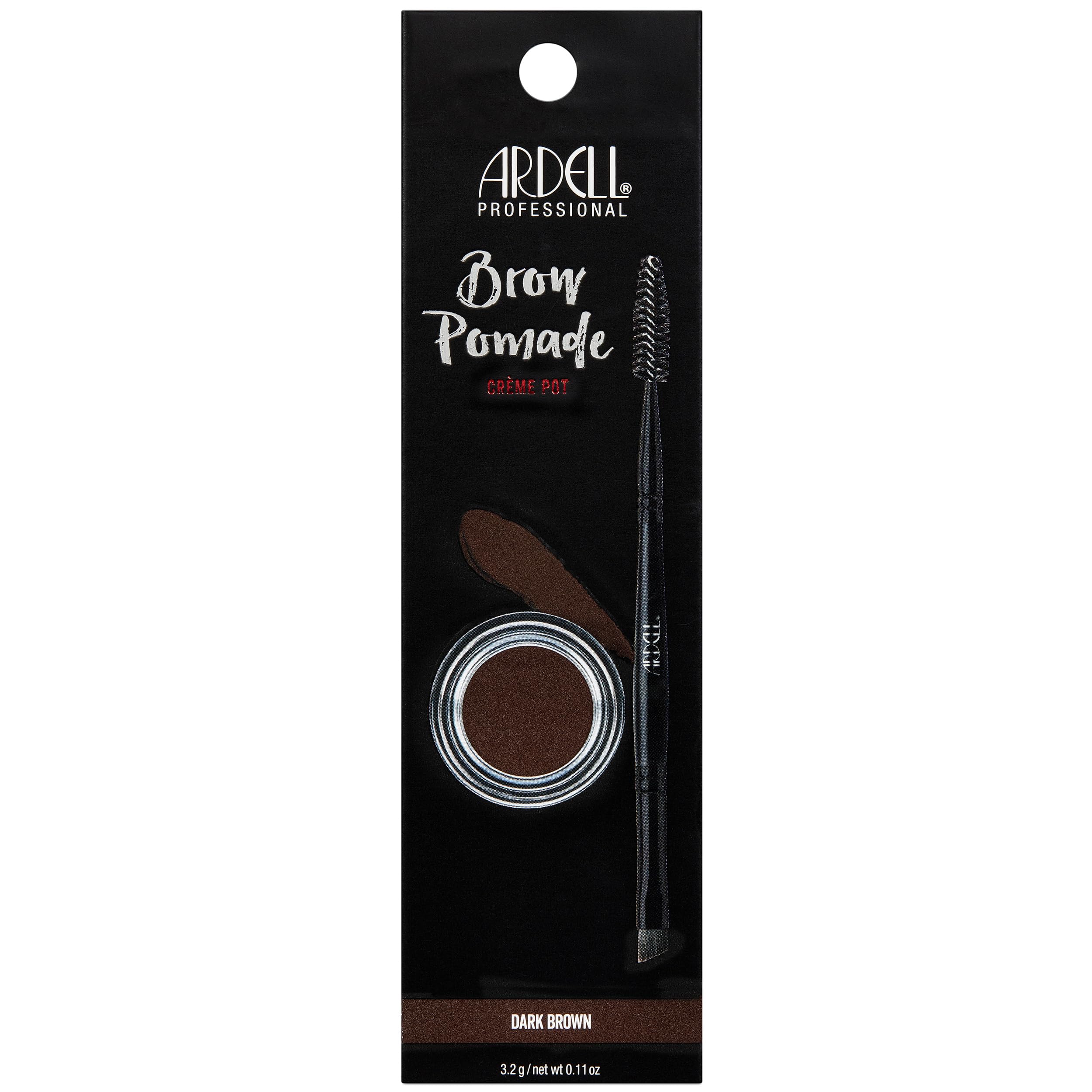 ArdellBrow Pomade - Dark Brown, Smudge-Proof Long-Lasting Eyebrow Makeup, with Dual-Ended Precision Brush and Spoolie for Defined and Natural Brows, 1 Pack