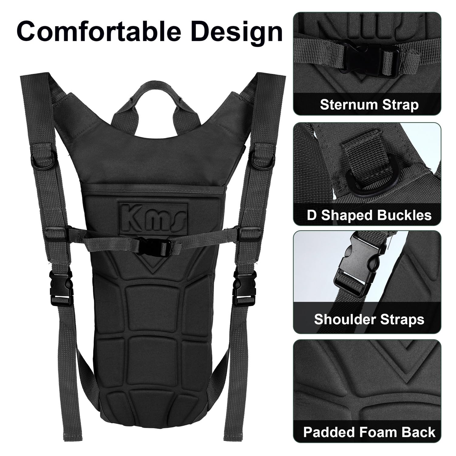 Neloheac Sac à Dos Hydratation Tactique 3L - Gilet Trail Léger Pour Randonnée, Vélo, Marathon - Noir