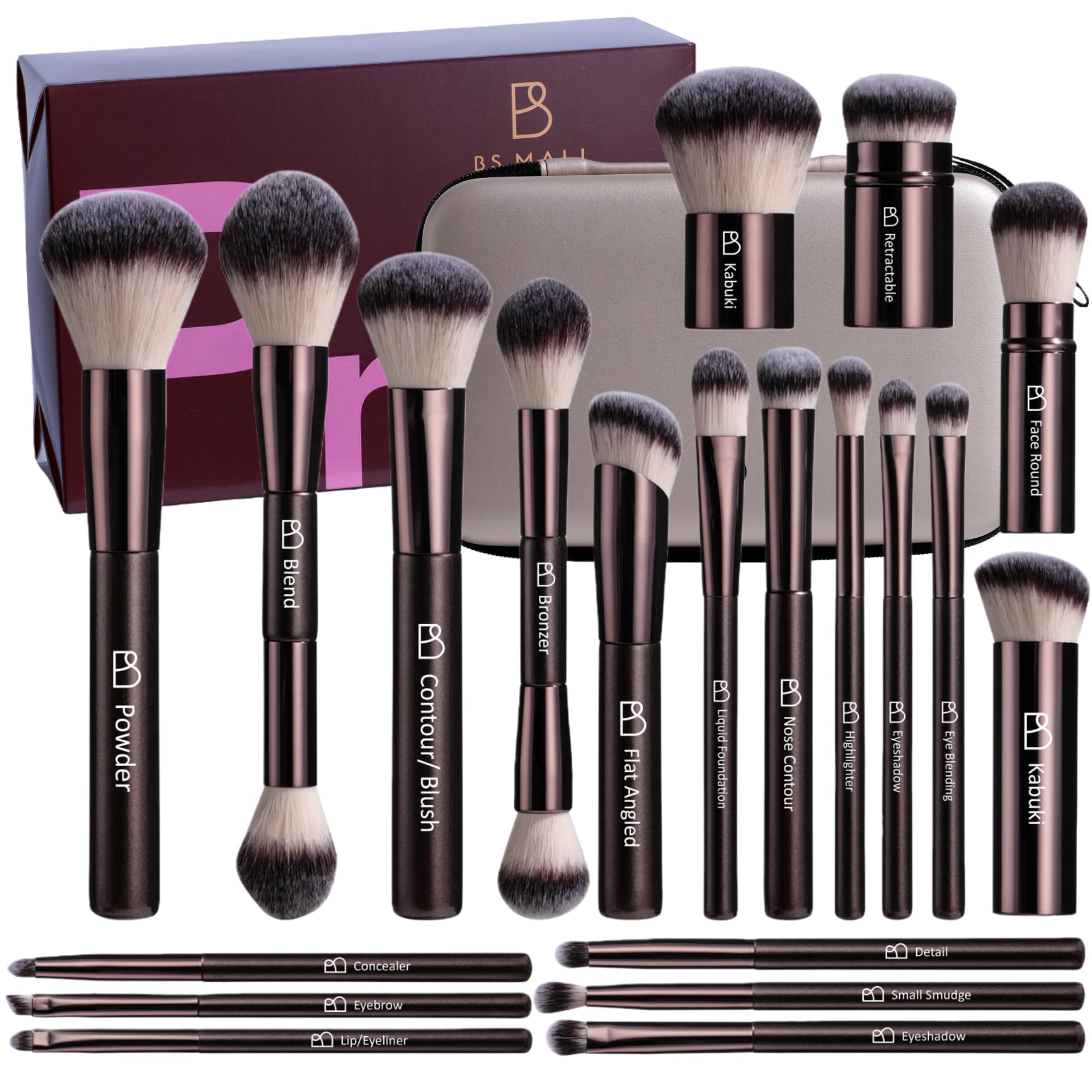 Professional Makeup Brushes BS MALL With Travel Case Kabuki Brush