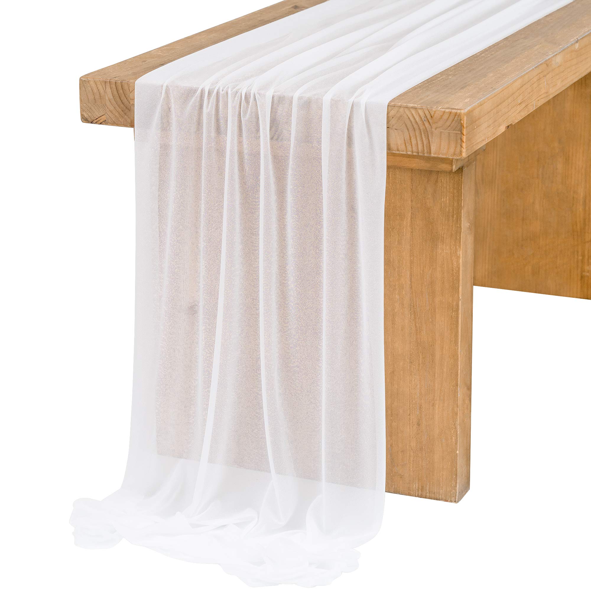 Ivory Table Runner - 14ft Sheer Chiffon for Weddings -16