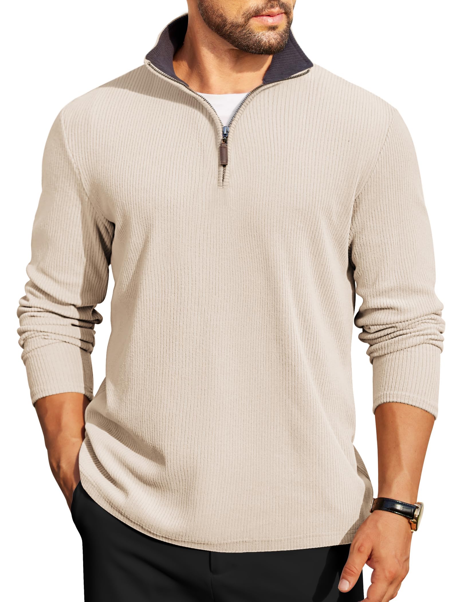 COOFANDY Corduroy Quarter Zip