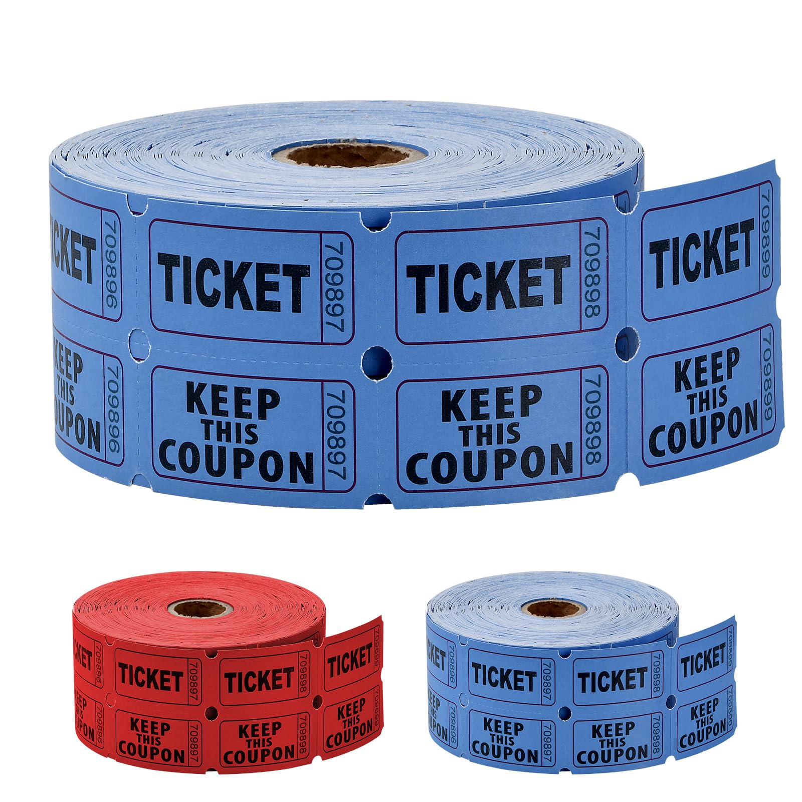 1000 Biglietti Della Lotteria (500 Paia), Doppio Rotolo, Numerazione Consecutiva, Rosso/Blu, Biglietti All'asta Macchina Della Lotteria per Eventi, Ingressi, Lotterie, Premi e Ricompense (Blu)