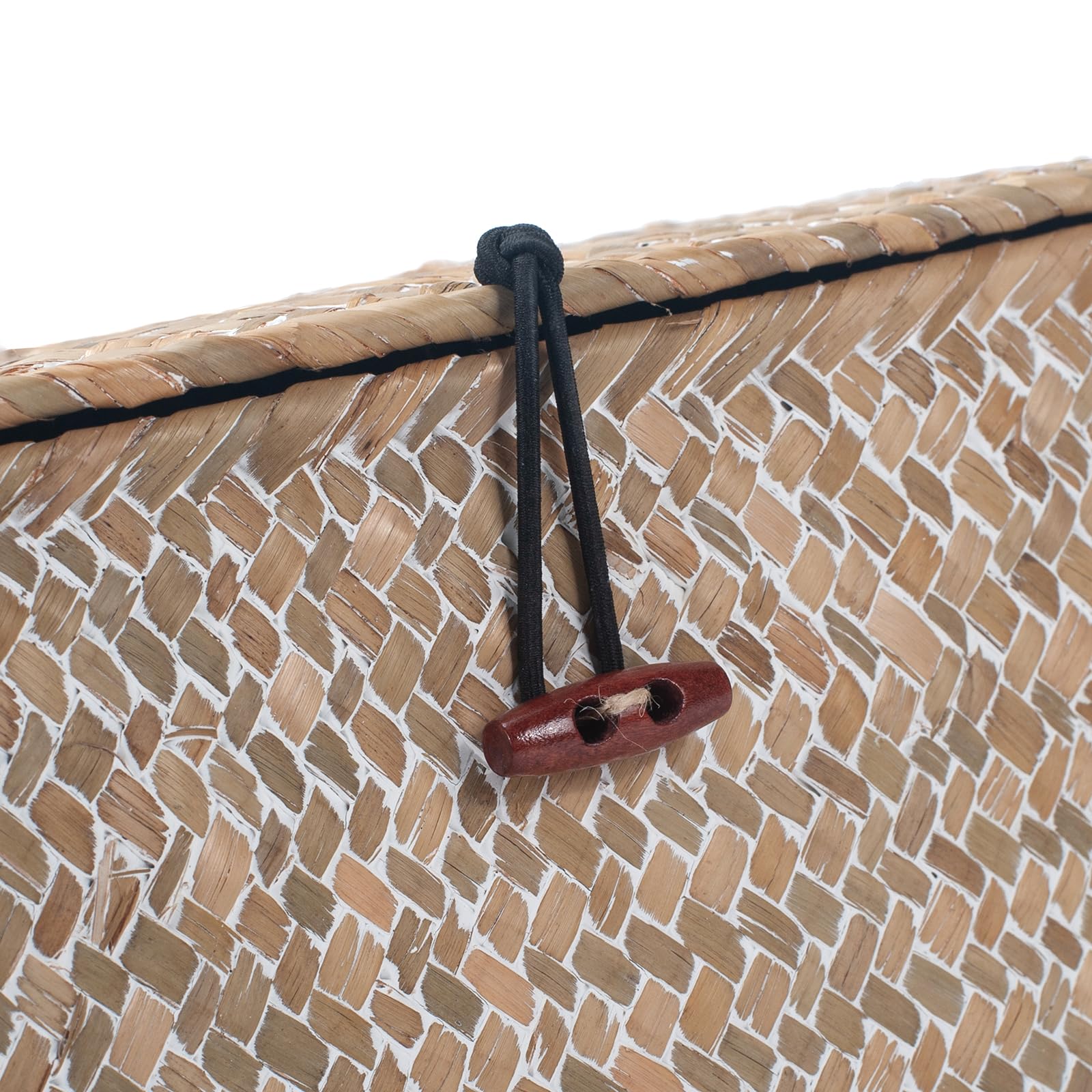 Cesta de Mimbre con Tapa, Cesta de Almacenamiento de Seagrass, Cesta Decorativa Tejida para Estante o Mostrador, Blanco