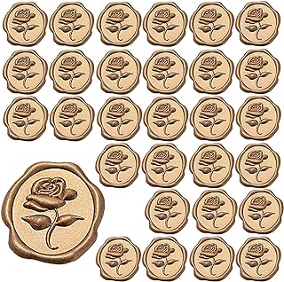 30 Pcs Wax Seal Stickers Self Adhesive Rose Flower Gold Envelope Seal Stickers Vintage Embossed Wedding Invitation Envelope Stickers for Christmas Birthday Valentine Bridal Shower Party